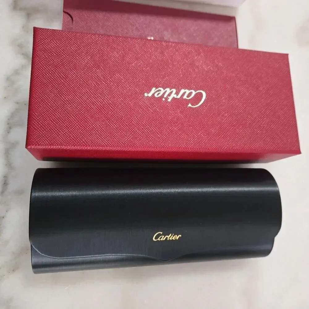 Cartier Round Sunglasses Eyewear Signature C de Cartier CT0156S Gold Auth w/Case